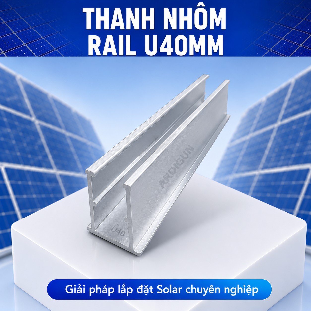Thanh Nhôm Rail U40mm Solar
